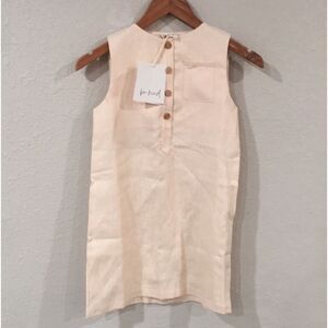 NEW Be Kind Girls Sz 9/10 Linen Dress Cream Beach Star Shift Tank 100% Linen
